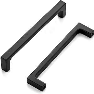 Ravinte 30 Pack 5 Inch Hole Centers Matte Black Cabinet Pulls Handles - Solid Drawer Pulls Hardware - Kitchen Flat Black Square Bar Handles
