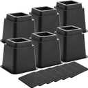 Okllen 6 Pack Bed Furniture Risers, 5 Inch Heavy Duty Couch Lifts with Anti-Slip Pads, Black Furniture Frame Lifts for Bed, Table, Sofa, Chair, Premium ABS Plastic, Support up to 3000 Lbs