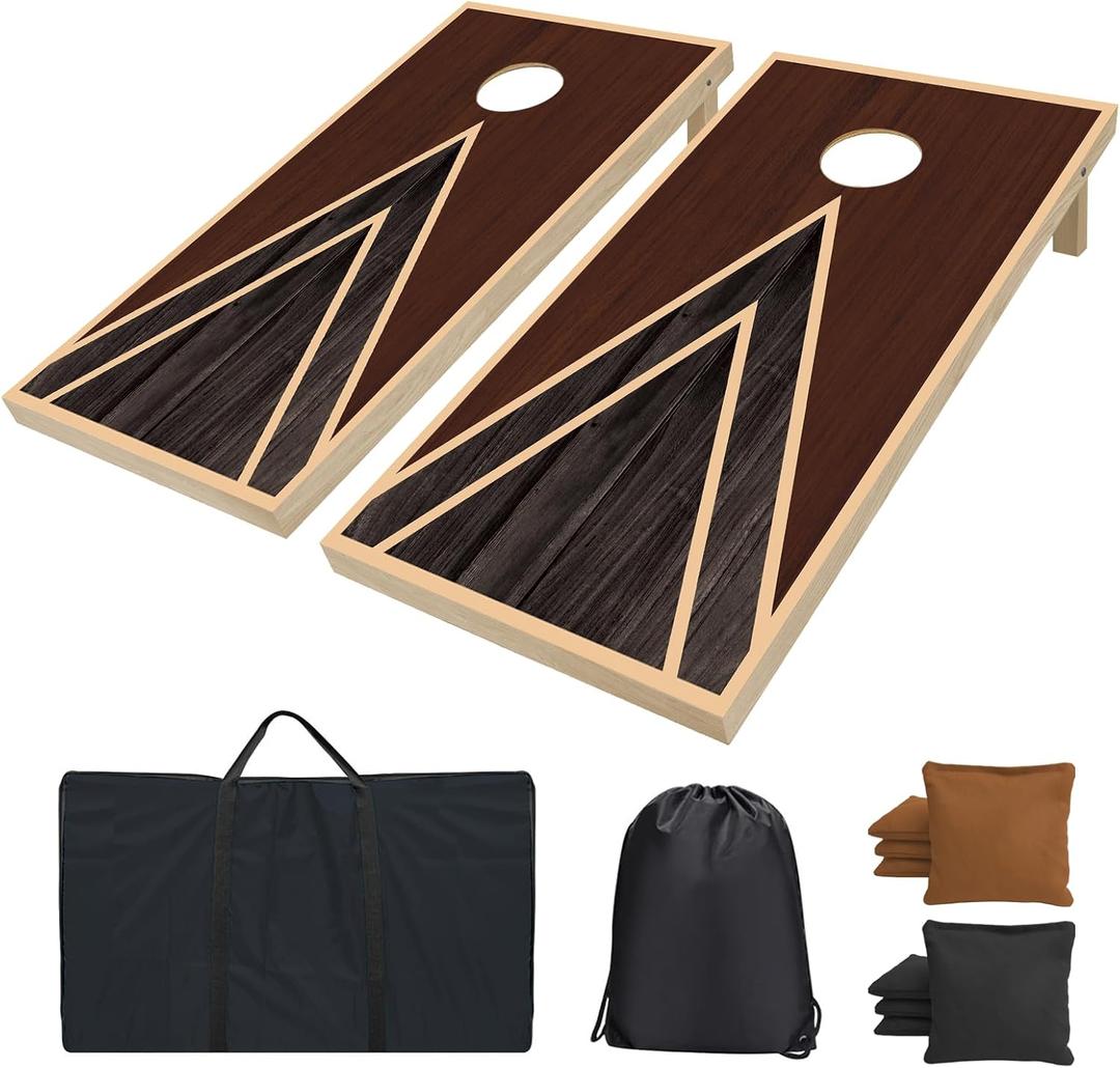 Cornhole Boards Set - Regulation Size 4x2/3x2ft Solid Wood Corn Hole Game Set with 8 Bean Bags and 2 Cornhole Boards - Perfect for Outdoor Game