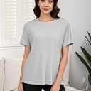Women's Post Shoulder Surgery Tear Away Shirt Short Sleeve Side Snap Chemo Port Postpartum Shirts Adaptive Clothing (Gray, S)