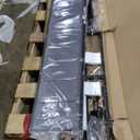 King Size Platform Bed Frame with LED Lights, Grey Upholstered Headboard with 2-Tier Storage Shelves, Charging Station, Noise Free, No Box Spring Needed, Easy Assemably