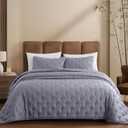 COZYXWORLD100% Viscose Derived from Bamboo,King/Cal King Quilt Set, 3-Piece Comforter Set Dreamer Cross Stitch Cooling Rayon Bedding Duvet Insert with Corner Loops, Dark Grey