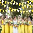 32Ft Yellow Party Decorations Yellow White Pennant Banner Fabric Triangle Flag Bunting Garland for Lemon Bee Sunflower Birthday Baby Shower Anniversary Wedding Party Home Outdoor Garden Decorations