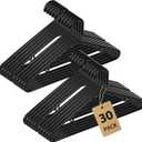 Heavy Duty Plastic Hangers – Super Thick & Reinforced with 20lb Capacity for Coats, Jackets, Pants – Durable Non-Slip Closet Hangers for Heavy Clothing (Black, 30 Pack)
