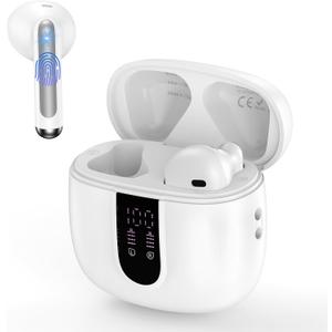 Samsung Bluetooth Earbuds Wireless Headphones for iPhone 17 16 Pro Max/16e,Earphone for Samsung Galaxy S24 FE F07 M07 A17 4G,48H in-Ear Ear Buds with Dual LED Display Charging Case USB C Port (White)
