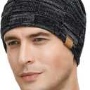 Vgogfly Slouchy Beanie for Men Winter Hats for Guys Cool Beanies Mens Lined Knit Warm Thick Skully Stocking Binie Hat (Navy)