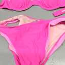 SUUKSESS Women Color Block Underwire Bikini Sets Cheeky High Cut 2 Piece Swimsuit Sweetheart V Neck Push Up Bathing Suit(Pink Color Block, S)