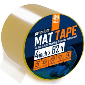 Clear Mat Tape 3 or 4 Inch 1, 2, 3 or 18 Pack Mat Tape for Wrestling Grappling Gymnastics Jiu Jitsu MMA Floor | Exercise Roll Out Mats Foam Tiles | Home Mats & Gym Floor Tape (1, 4 Inch)
