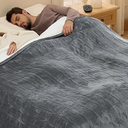 Bedsure GentleSoft Electric Blanket Queen Size  Soft Ribbed Flannel Heated Blanket with Dual Control, Heating with 10 Heat Settings & 10 Time Settings, 8 hrs Timer Auto Shut Off (84x90 inches, Grey)