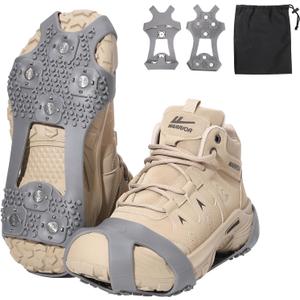Crampons Anti-Slip Ice Cleats for Boots Shoes Shoe Spikes Snow Grips Cleats for Ice and Snow Anti-Slip Rubber Traction Cleats for Hiking Fishing Walking (Medium)