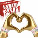 MOYI Gold Decor Living Room Accent Home Decor, Heart Hands Sculpture Love Statue Desk Office Shelf Decoration for Bedroom Bookshelf Coffe Table Aesthetics Decorations, Gifts for Women Mom Girlfriend