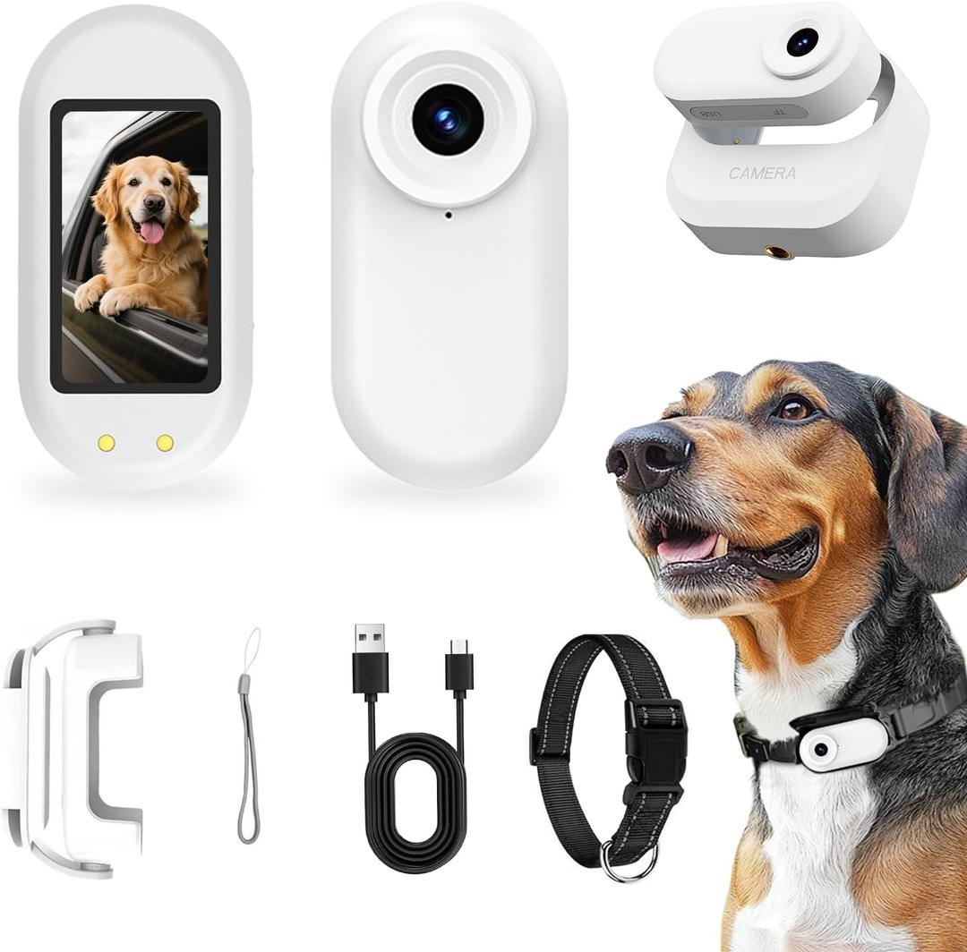 Thumb Body Cam 1080P HD Video Recorder Pet Camera Collar with Wireless Charging Dock  Mini Action Sports Cam, Motion Detection 1.47'' Screen Magnetic Mount Small POV Camcorder for Dogs & Cats
