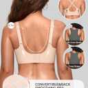 OEAK Women Jelly Bras No Underwire Scalloped Push Up Buttery Soft Tshirt Bra Seamless Full Coverage Convertible Everyday Bra (Beige, XL)