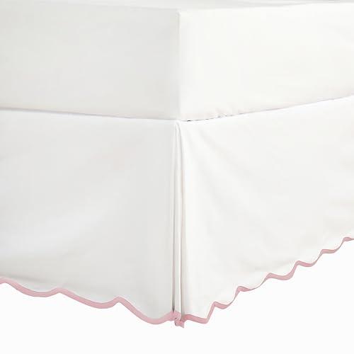 HIG Off-White Chic Twin XL Bed Skirt - Easy Fit Scallop Edge Pleated Bedskirts, 14 Inch Drop Anti-Slip Dust Ruffle, Thick Fabric for Enhanced Privacy, Pre-Washed for Long-Lasting Use(N60022)