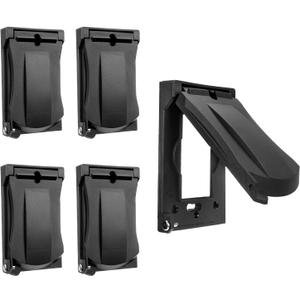 [5 Pack] BESTTEN Outdoor Outlet Wallplate Cover for GFCI and Decor Receptacle, Weatherproof, Vertical/Horizontal Auto-Closing Lid, Black, H4.65" x W2.87" x D0.71"
