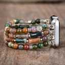 Jasper Handmade Stretch Watch Band: Boho Jasper Handmade Watch Band Bohemian Natural Stone Smartwatch Stretch Bands Compatible with Apple Watch, Size: 38mm-45mm S size(5.75''-6.25'')