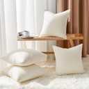 Topfinel 4 Packs Cream White Decorative Throw Pillow Covers 20x20 Inch for Living Room Couch Bed Sofa, Boho Western Farmhouse Home Decor, Soft Plush Corduroy Cute Square Beige Cushion Case 50x50 cm