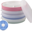 Elk and Friends Kids 6.7” Porcelain Divided Plates with Silicone Suction Sleeves + Silicone Lids | Suitable for Babies/Kids/Toddlers | Microwave & Dishwasher Safe | Non Slip | Snack Dishes | 4 Pack______ MISSING 2 LIDS