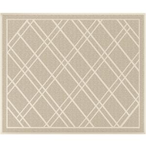 SlipToGrip Plaid Indoor Outdoor Door Mat, 42" x 35", Light Beige, 2 Pack