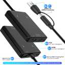2 x Herfair Splitter for Dual Monitors Extended Display 1 in 2 Out USB to HDMI VGA External Graphics Card Support Windows MacOS System Simultaneously Output 2 Screens, Driver Install Needed