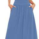 AUSELILY Womens Maxi Dress 2025 Summer Sleeveless Casual Slim Flowy Pleated Long Dresses with Pockets (Blue, L)