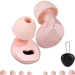 Noise Cancelling Ear Plugs, Fismool Concert earplugs with 36dB Noise Reduction and 8 Silicone Soft Ear Heads,Reusable Hearing Protection for Sleep,Work,Focus,Travel,Pink