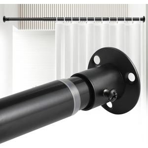 Black Shower Curtain Rod Wall Mounted Shower Rod Screw in Adjustable Shower Curtain Rods for Bathroom (Set of 1, 28 to 46")