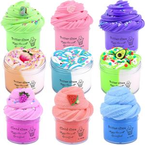 9 Pack Slime Kit, with 6 Butter Slime and 3 Cloud Slime, Soft and Non-Sticky, DIY Surprise Toy, Party Favor for Girls and Boys, Birthday Gift, Stress Relief Toy