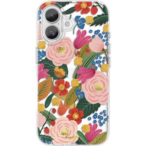 SCORPIFY for iPhone 16 Case [Compatible with MagSafe] with Camellia Blossom Floral Design, Cute Clear Flower Magnetic Phone Cover for Women Girls, Slim Bumper with Gold Accents