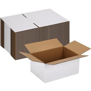 25 Pack Shipping Boxes 10x7x5 Inches, White Corrugated Cardboard Mailing Box for Packing, Mailing, Small Business