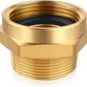 Fire Hydrant Hose Adapter, 1-1/2" NST (NH) Male x 2" NPT Female Hex Nipple Fire Hose Coupling Fittings, Brass Water Equipment Connector (2" NPT Female x 1.5" NST Male)
