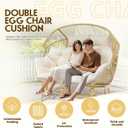 DANGHOOGY Outdoor Double Egg Chair Cushions, Waterproof Wicker Egg Chair Replacement Cushion, Thickened Hanging Chair Cushion, 65x47x7 Inches (Cream), Patio Furniture Cushions