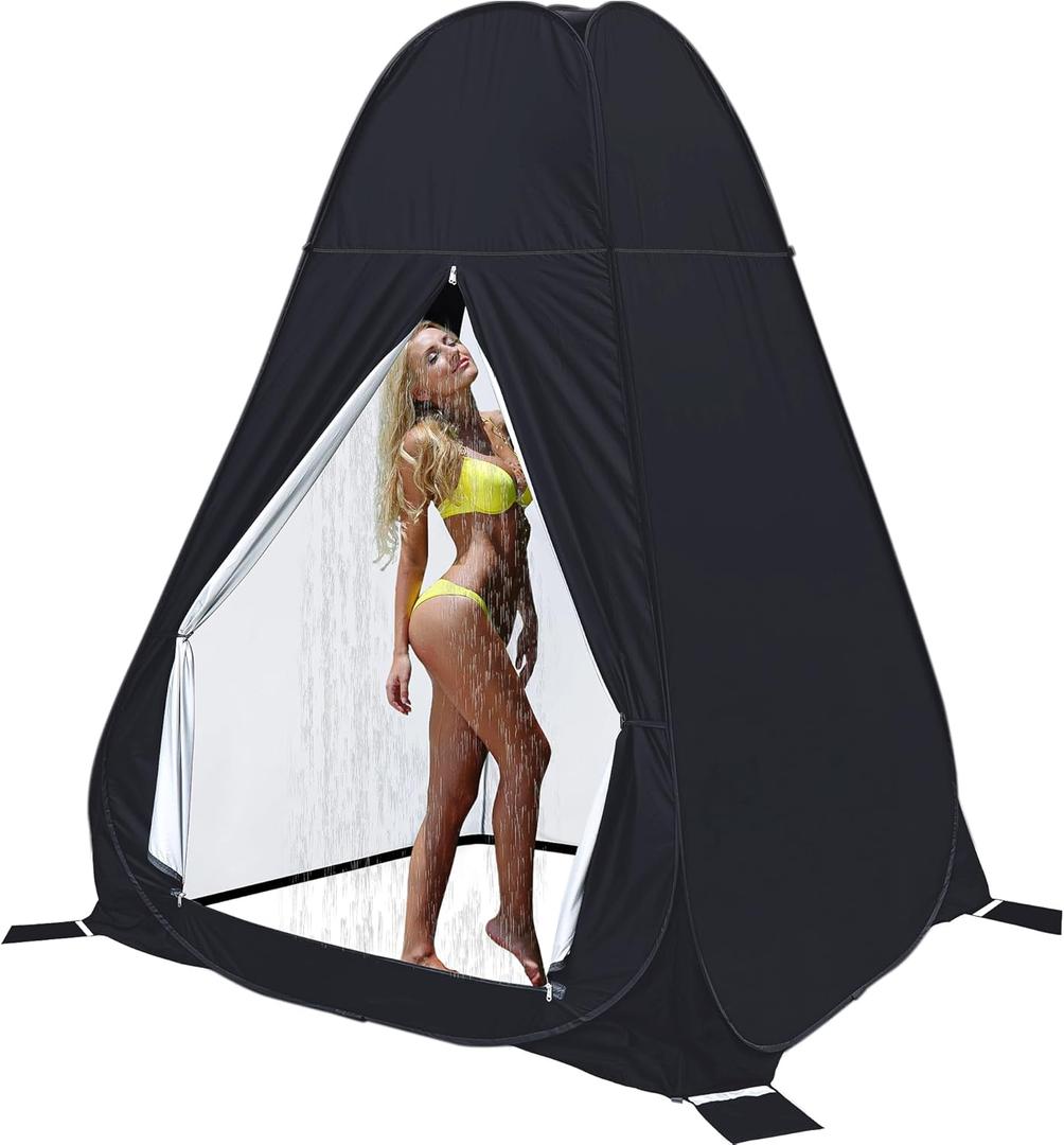 Anngrowy Shower Privacy Tent, 7FT Extra Large Pop Up Toilet Tent, Portable Outdoor Bathroom Shower Enclosure, Privacy Shelter for Changing Camping Hiking Beach Dressing, Fishing, UPF50+