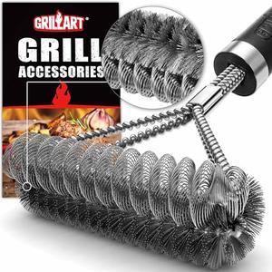 GRILLART Grill Brush [Wire + Helix] Combined BBQ Brush - Safe & Efficient Grill Cleaning Brush - 18" Grill Cleaner Brush Scrubber for Gas/Porcelain/Charbroil Grates – BBQ Accessories Gifts for Men/Dad