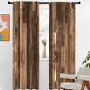Brown Western Curtain 42" W x 84" L Long Farmhouse Antique Rustic Wood Barn Door Country Farm Wooden Men Board Rod Pocket Living Room Bedroom Window Drapes Treatment Fabric, 1 Pair