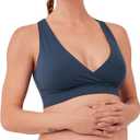 Pact Organic Cotton Maternity Nursing Bralette for Breastfeeding - Stretchy, Wireless (Blue, M)