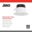 Juno E Series 5"/6" LED Ceiling Light, Baffle Trim Recessed Lighting with 5-in-1 Switchable White Color, 900 Lumens, Wet Rated LED Downlight, Dimmable, White