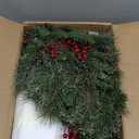 Gfialy 4ft Porch Christmas Tree,Mixed Pine Potted Christmas Tree for Front Porch with Berry Clusters and 100 Clear LED Lights Decorations OutdoorBattery Box