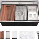 33 Inch Drop In Kitchen Sink Workstation - VOKIM 33X22 Inch Drop In sink Stainless Steel Topmount Splash Guard 16 Gauge 10'' Deep Single Bowl Handmade Kitchen Sink with Cutting Board& Strainer