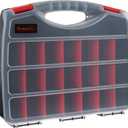 Hardware Organizer Box with Dividers - 23 Compartment Small Parts Organizer Portable Tool Box with Secure Latches - Plastic Screw Storage for Nuts, Beads, Jewelry or Tackle by Stalwart