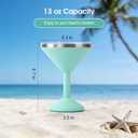 Daximo 13 oz Double-Wall Vacuum Insulated Martini Tumbler Stainless Steel Martini Glasses with Lid and Non-slip Base Elegant Large Martini Cups for Perfectly Chilled Drinks (Mint Green)