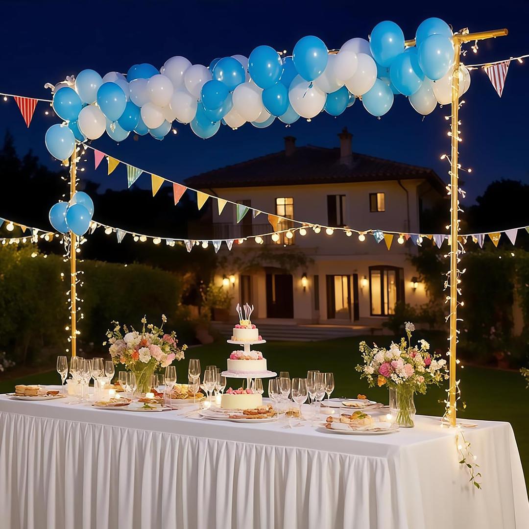 Over The Table Rod Stand with Clamps Adjustable 15''-47'' Tall 31"-90" Length Table Arch Stand and Fairy Lights Hanging for Wedding Birthday Home Party Decoration (Gold)