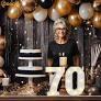 Pooqla Decorative LED Light Up Number Letters, White Plastic Marquee Number Lights Sign for 70th Birthday Party Wedding Decor, Battery Operated (70)
