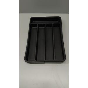 Lifewit Silverware Tray, Cutlery Drawer Organizer Storage for Kitchen, Plastic Flatware Utensil Holder Divider for Spoons Forks Knives Tableware, 4 Compartment, Black (7.8 x 12.4 inch (4 Slots))