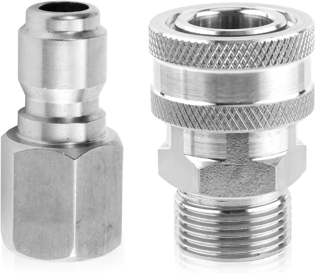 4 x 2pcs Fast Connect Pressure Washer Fittings, Stainless Steel Pressure Water Gun Connectors 1/4 Fast Connect Plug(Female External Thread, Male Internal Thread)