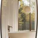 ANDY STAR Bronze Oblong Mirror, 32x40 Inch Brushed Bronze Oval Mirror for Bathroom with Stainless Steel Metal Frame, Wall Mouned for Bathroom, Living Room, Entryway