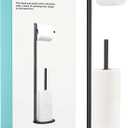 Toilet Paper Holder Stand, Bathroom Toilet Paper Roll Holder Stand with Reserve, Standing Toilet Paper Holder with Storage (Black)