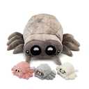 Cuddly Spider Plush Toy with Surprise - Soft Stuffed Animal Mommy Spider with 3 Baby Spiders in Zipper Tummy, Set for Kids, Fun Interactive Plushie for Ages 3-8(18 inch)