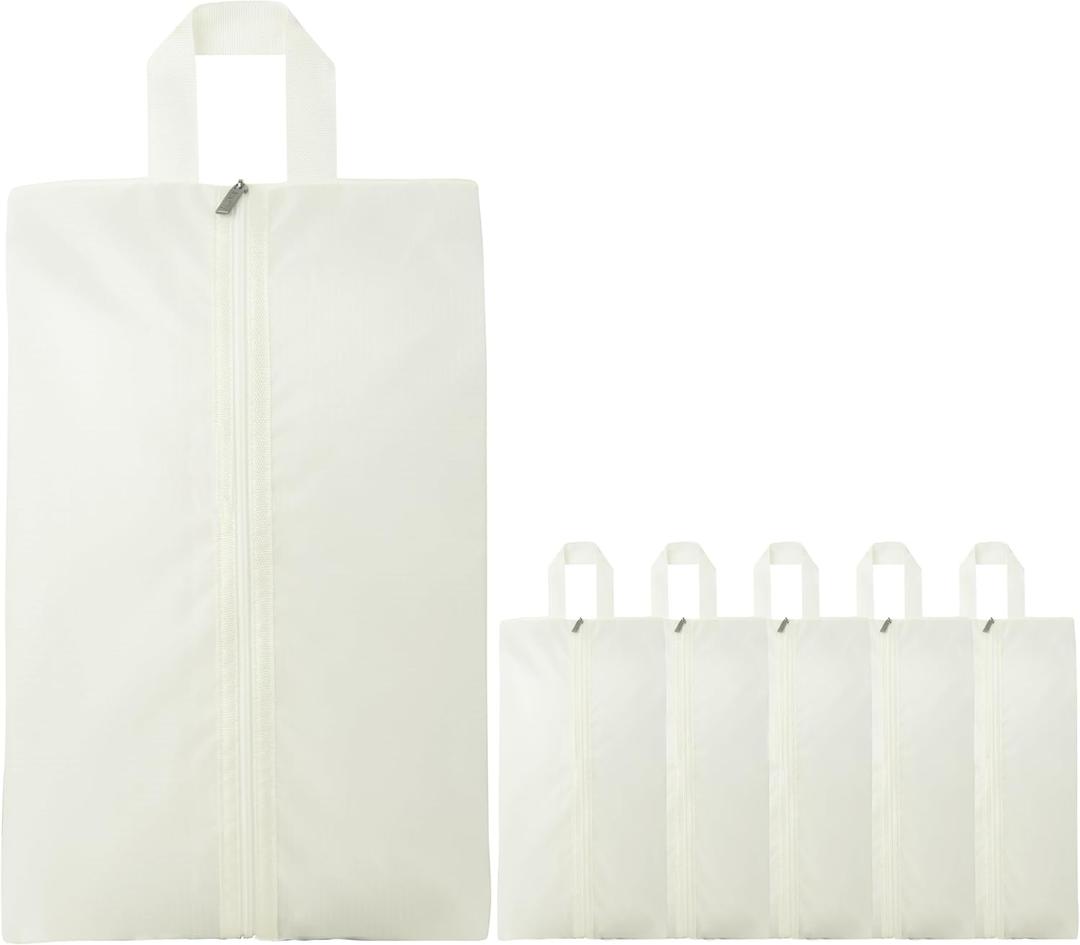 6pcs Portable Shoe Organizer, Travel Pouches with Zipper, Golf Shoe Bags, Clothes Bags, Soccer Cleats Bag Shoe Pouch for Gym, Waterproof, Odor-Resistant (White)