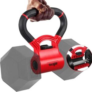Yes4All Kettlebells Grip, Dumbbell Grip Handle, Convert Dumbbells into Kettlebell for Home Gym, Kettlebell for Weights Plate (C. Red/ Black)